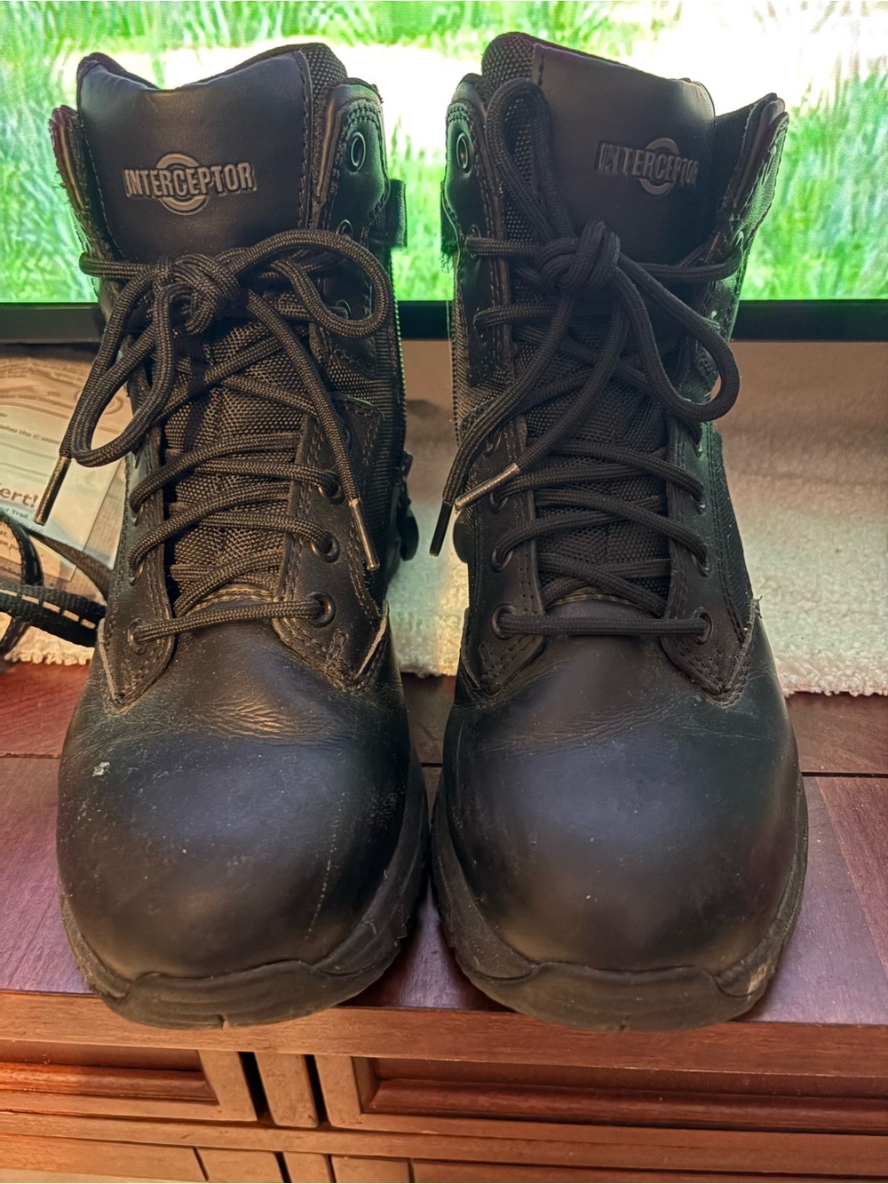 Women's Black Lace-Up Work Boots